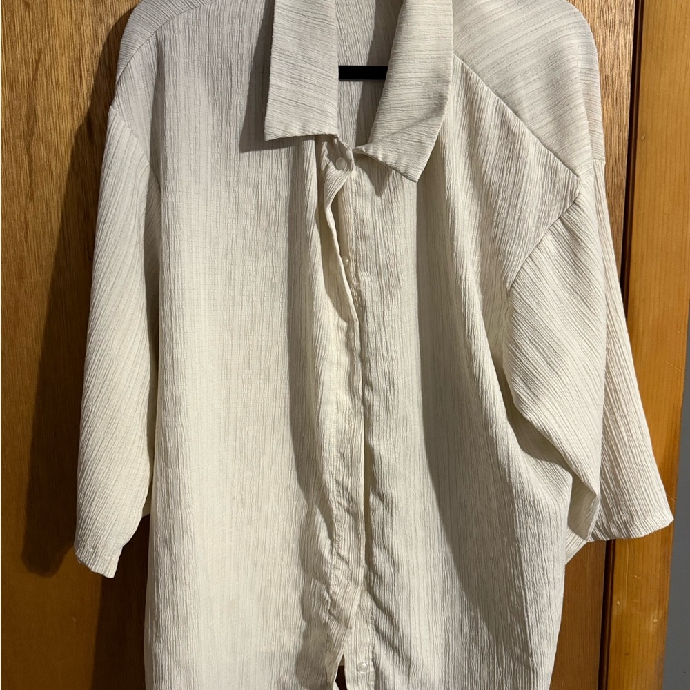 SHEIN Women's Cream Button Down Shirt